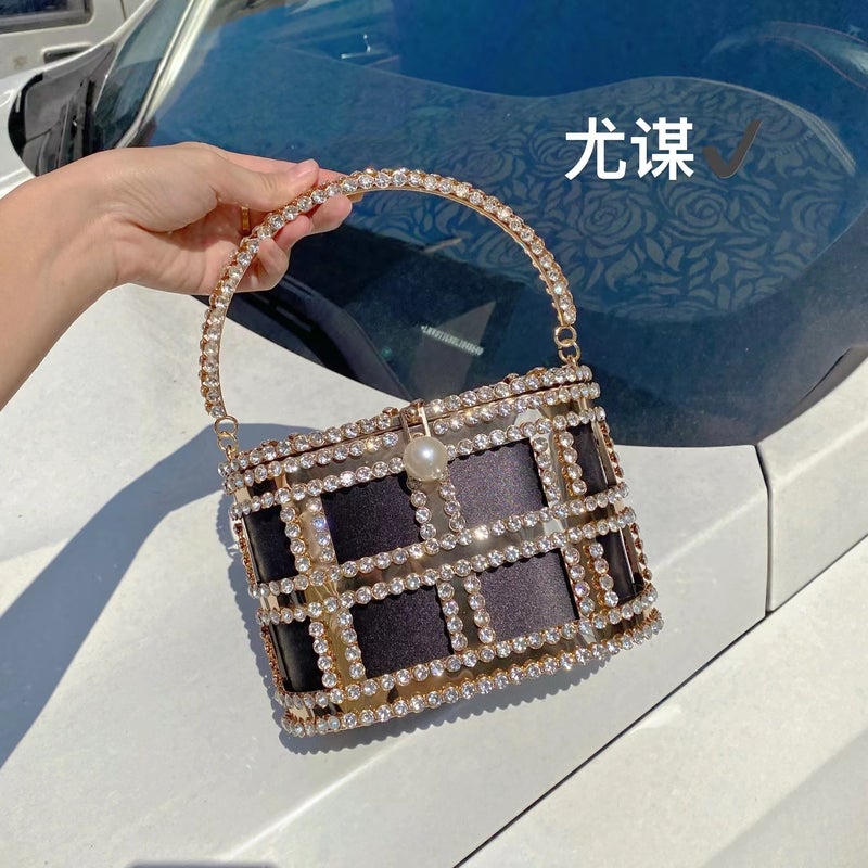 New Diamond Birdcage Bag Diamond-Encrusted Fashion Evening Bag Women'S Handbag Metal Chain Evening Bag - Image 5