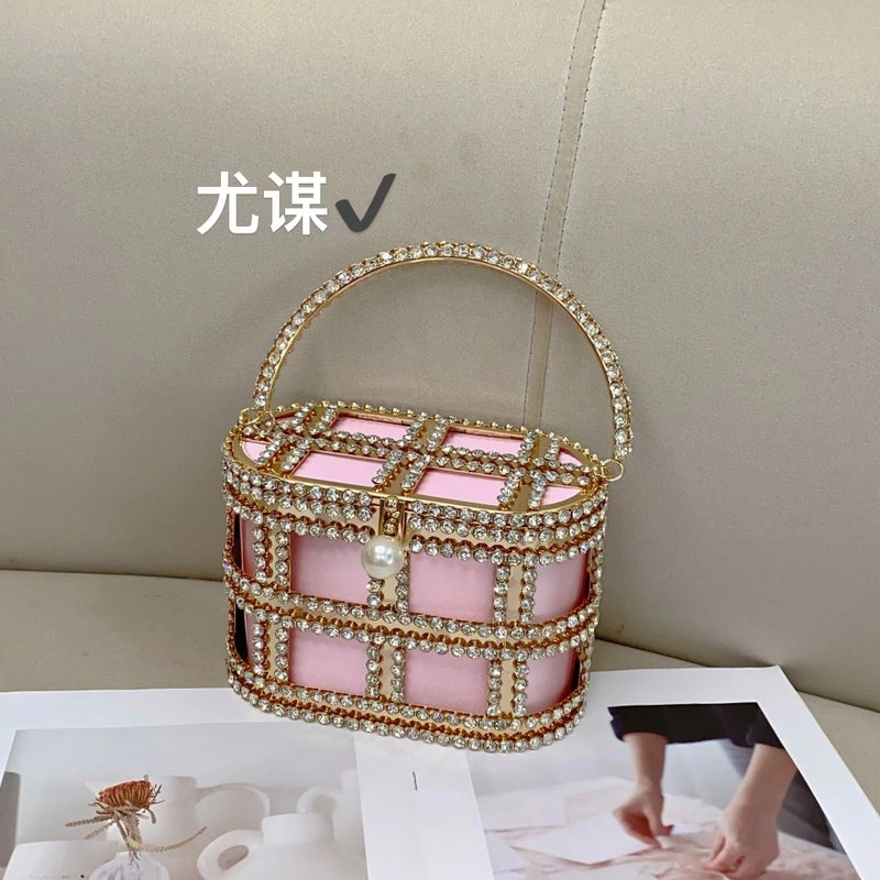 New Diamond Birdcage Bag Diamond-Encrusted Fashion Evening Bag Women'S Handbag Metal Chain Evening Bag - Image 2