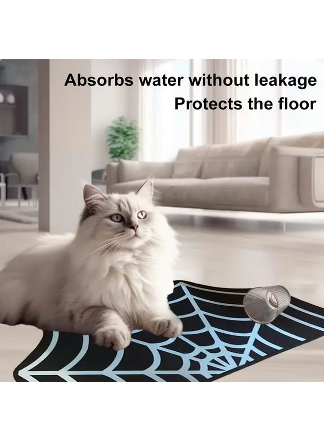 Large Spider Web Pet Mat Non Slip Purple Heavy Duty Easy Clean Fits 15 75x23 62 Inch Bowls - Image 3