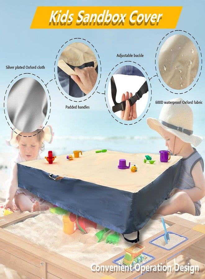DUSTYPROTE Sandbox Cover, 420D Oxford Cloth Waterproof Outdoor Square Sand Box Cover for Kids, Protect Sandbox Sand and Toys (Khaki Gray, 60'' W×60'' D×8'' H) - Image 3