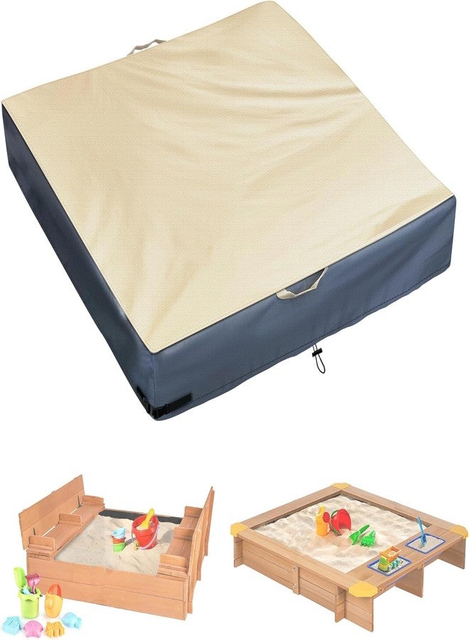DUSTYPROTE Sandbox Cover, 420D Oxford Cloth Waterproof Outdoor Square Sand Box Cover for Kids, Protect Sandbox Sand and Toys (Khaki Gray, 60'' W×60'' D×8'' H) - Image 1
