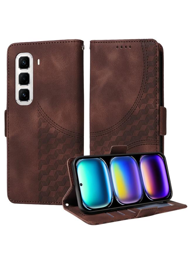 زبون جراب لهاتف Infinix Hot 50 Pro+ 4G مصنوع من الجلد المنقوش بشكل معين مرصع بالنجوم - Image 1