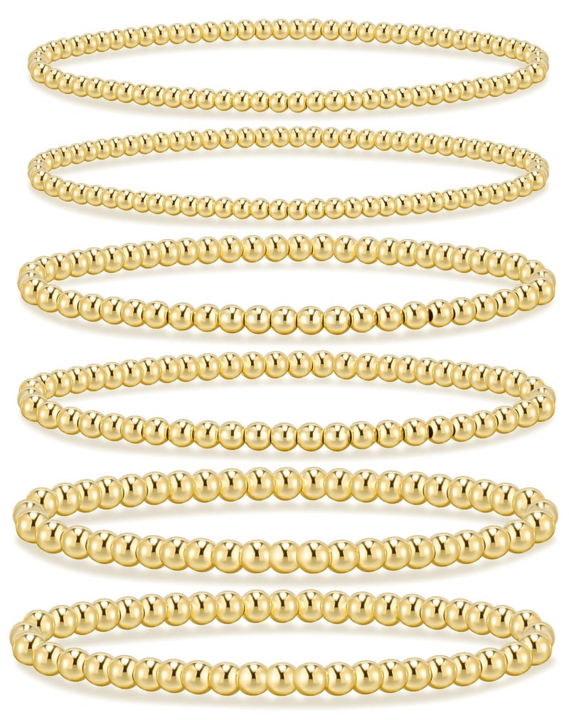 adoyi Gold Bracelets for Women 14K Gold Plated Strand Stackable Beaded Bracelet stack Set Adjustable Jewelry Sets for Women Gifts - Image 1