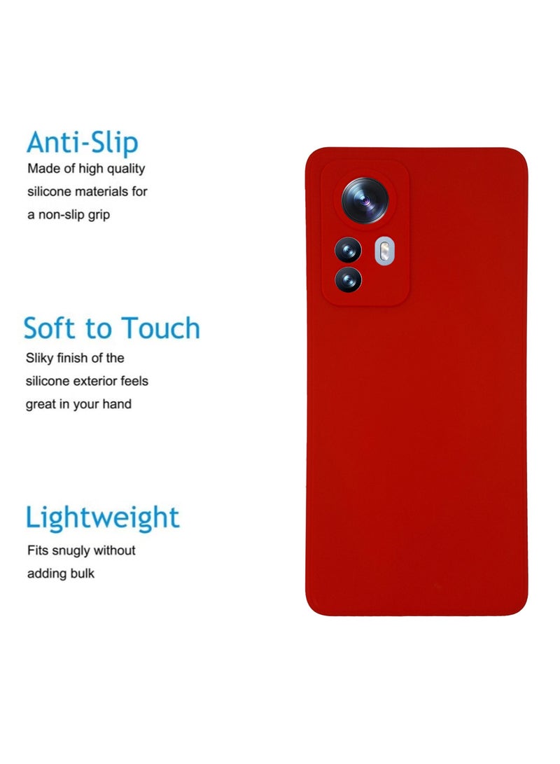 ولديك غطاء حماية خلفي من السيليكون لهاتف Xiaomi 12 Pro 5G - أحمر - Image 2