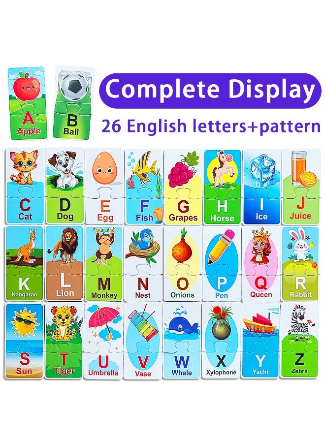 Montessori 52-piece English word puzzle card matching set, designed for beginners, helps children aged 3-6 learn and memorize English words and letters, while strengthening their hand-eye coordination, fine motor skills, and logical and analytical thinking skills. - Image 2