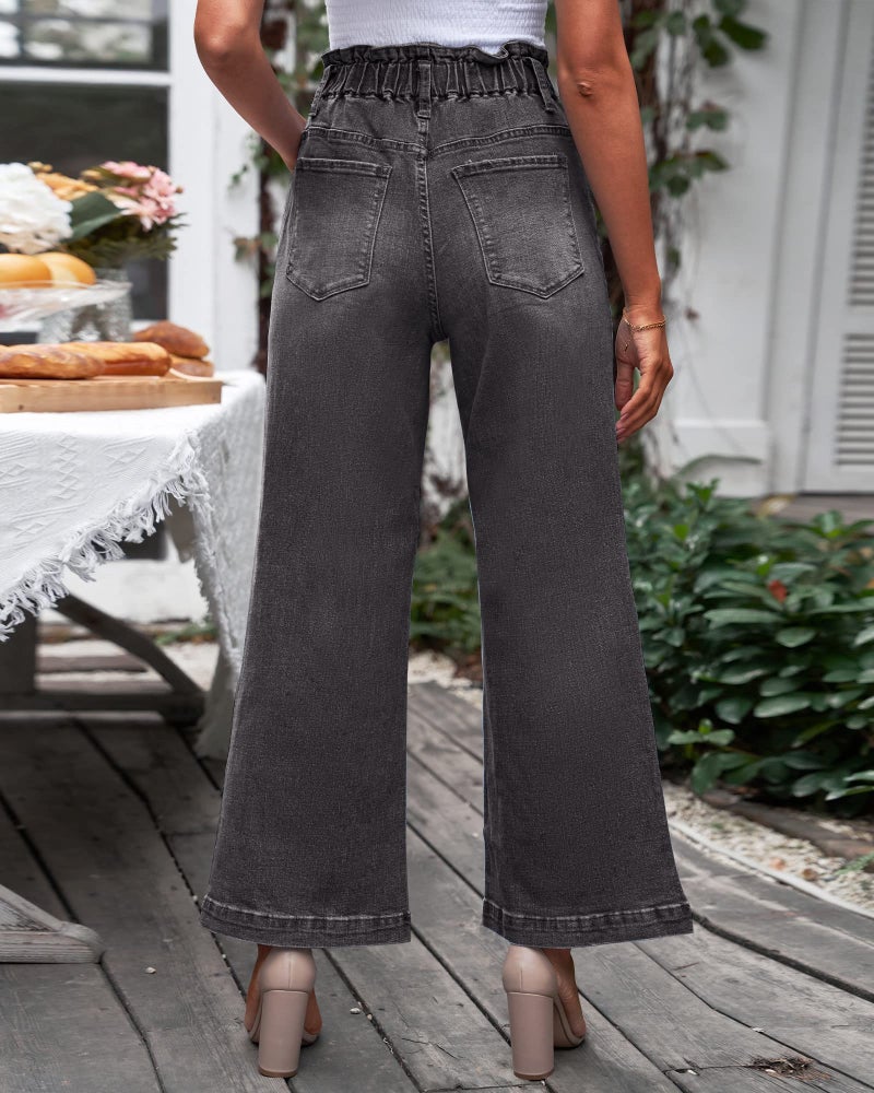 GRAPENT Women's High Waisted Baggy Jeans, Black, Size 12/14 - Image 2