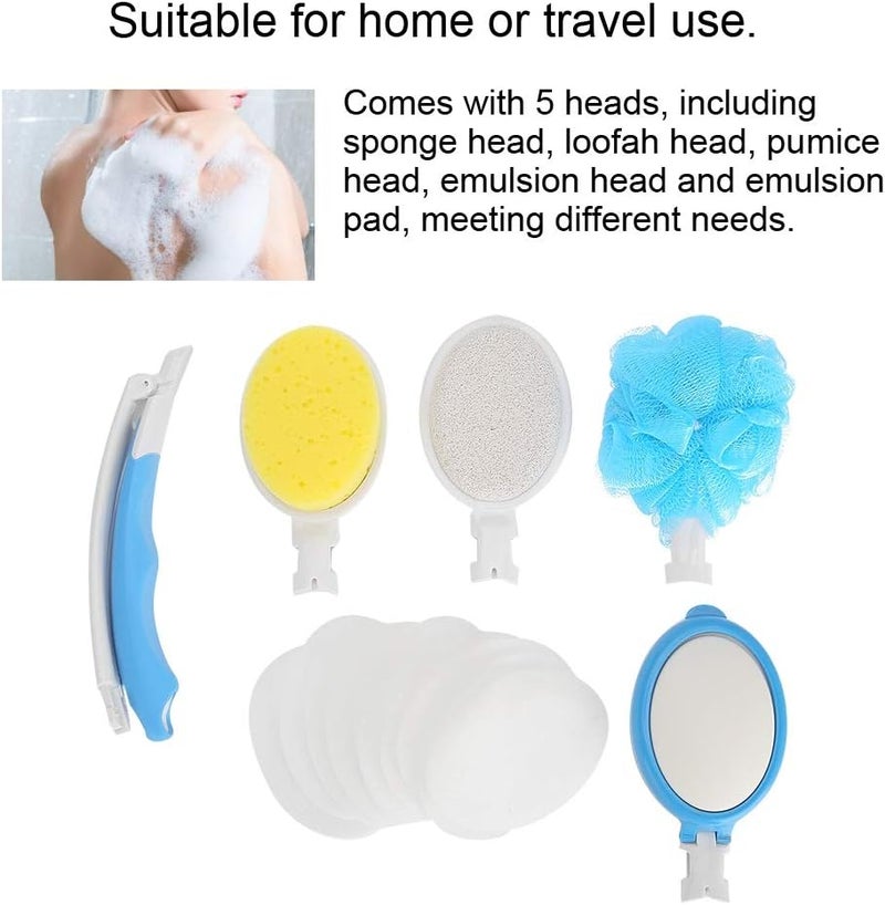 klarako 4 In 1bath Brush, Foldable Long Handle Bathing Brush Body Back Scrubber With Loofah Sponge Pumice Emulsion Head And Storge Bag For All Skin Types - Image 4