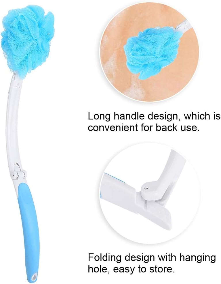klarako 4 In 1bath Brush, Foldable Long Handle Bathing Brush Body Back Scrubber With Loofah Sponge Pumice Emulsion Head And Storge Bag For All Skin Types - Image 3