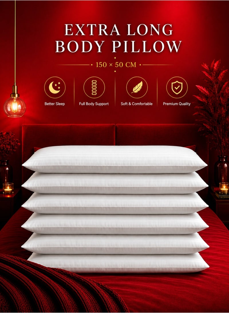 House One 6 Piece | Long Sleeping Pillow Microfiber - White 150x50cm - Image 1