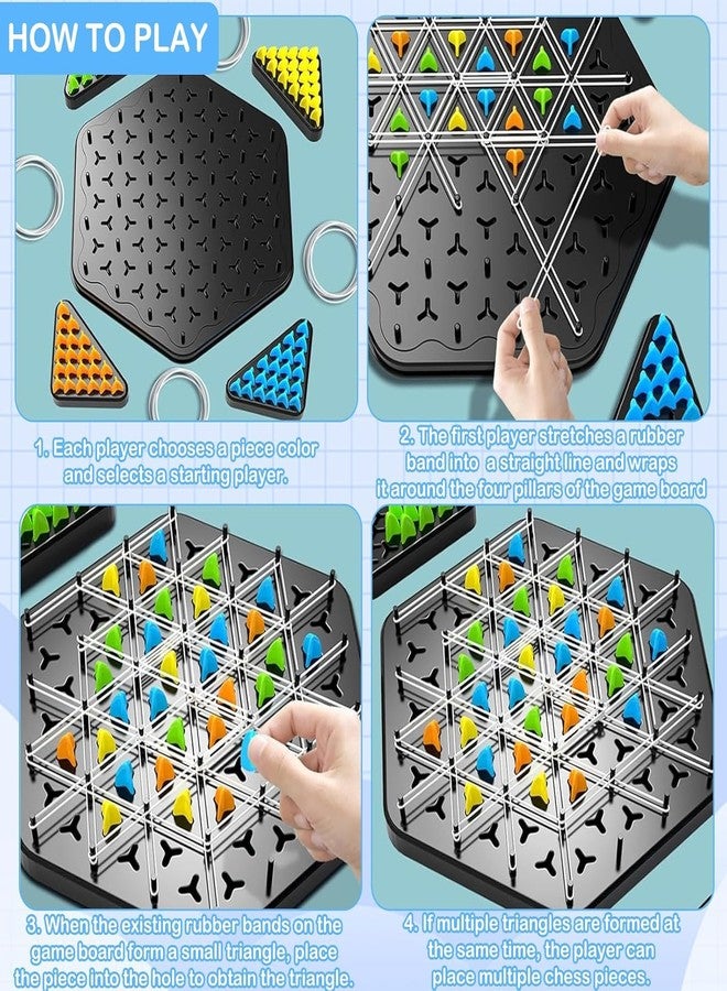 Rexez Triggle Game's with Rubber Bands Tabletop Tactical Game Chain Triangle Chess Game's Brain Game Chess Multiplayer Suitable for Children and Adults to Play at Family Reunions (2|4 Player) - Image 3