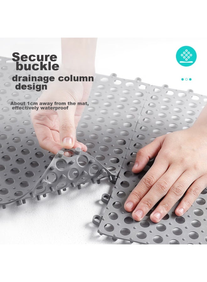 Dajiang Tpe Bathroom Non-slip Mat, Shower Mat, Water Barrier Splicing Full-coverage Bathroom Floor Mat, 30x30cm, 4 Pieces Per Set - Image 5
