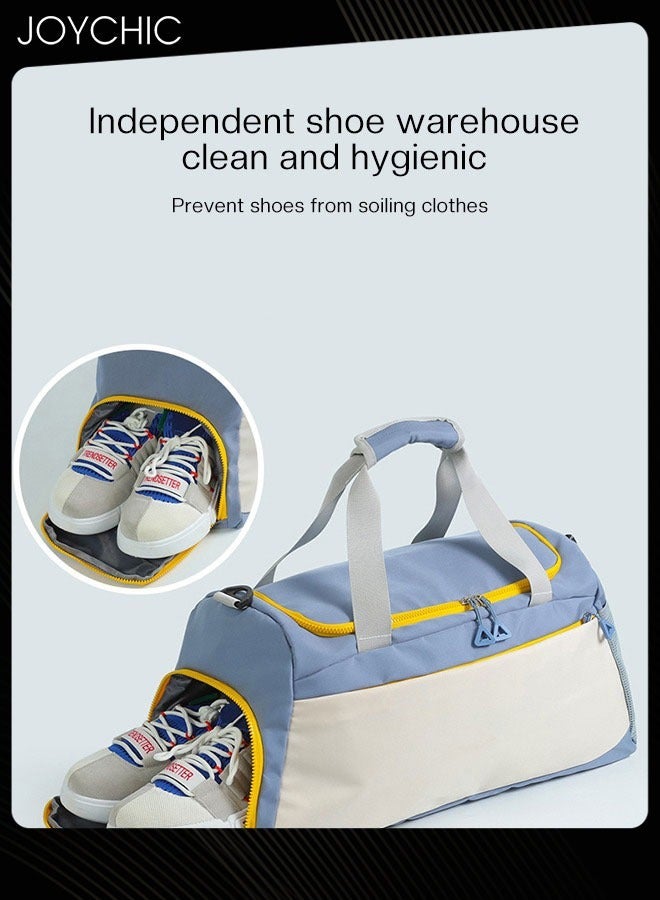 Joychic حقيبة دوفل للسفر القصير غير الرسمي بسعة كبيرة مع قسم جاف ورطب لحقيبة الرياضة مع قسم للأحذية للسباحة وصيد السمك والتخييم واللياقة البدنية واليوغا متعددة الألوان - Image 5