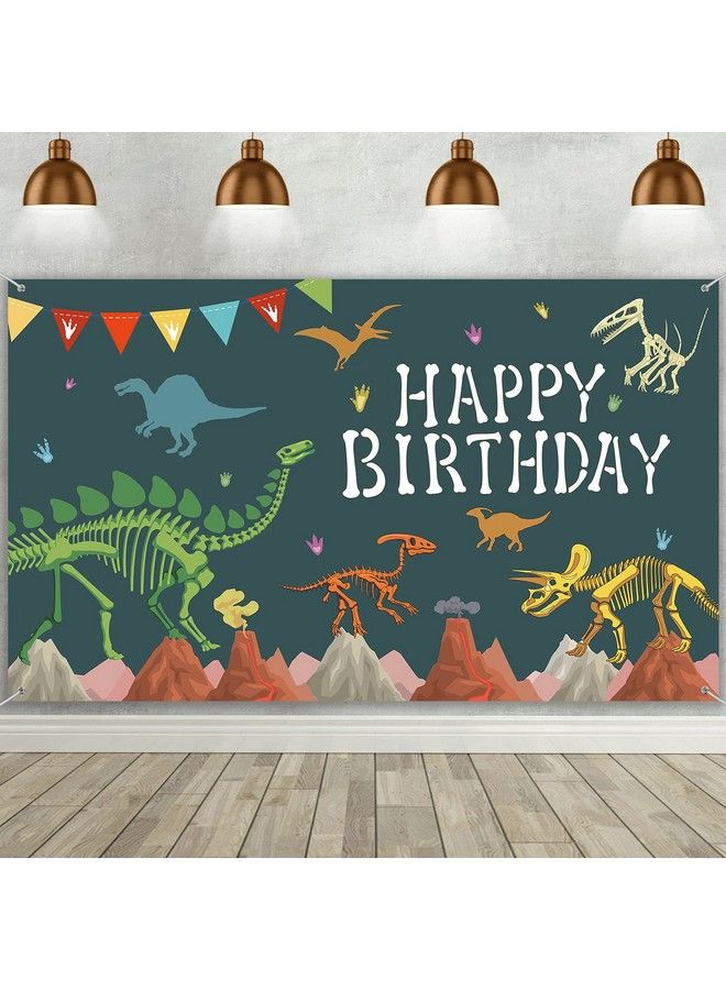 Tatuo Dinosaur Birthday Backdrop Large Dinosaur Happy Birthday Photography Background Dinosaur Banner For Boys Baby Shower Dinosaur Theme Birthday Party Decoration Supplies 72.8 X 43.3 Inch - Image 1