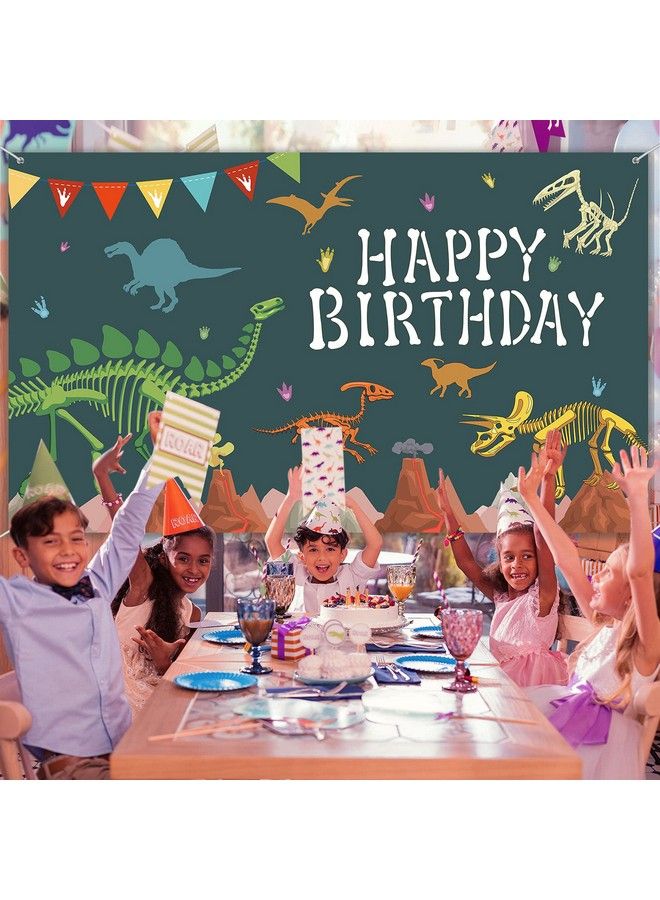 Tatuo Dinosaur Birthday Backdrop Large Dinosaur Happy Birthday Photography Background Dinosaur Banner For Boys Baby Shower Dinosaur Theme Birthday Party Decoration Supplies 72.8 X 43.3 Inch - Image 5
