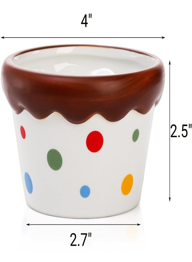 Tlence 6 Pack Ceramic Ice Cream Cups, 9 OZ Mini Porcelain Dessert Bowl, Cute Polka Dot Sundae Cups, Small Ramekins for Frozen Yogurt Pudding Creme Brulee Souffle Dip Birthday Party - Image 2