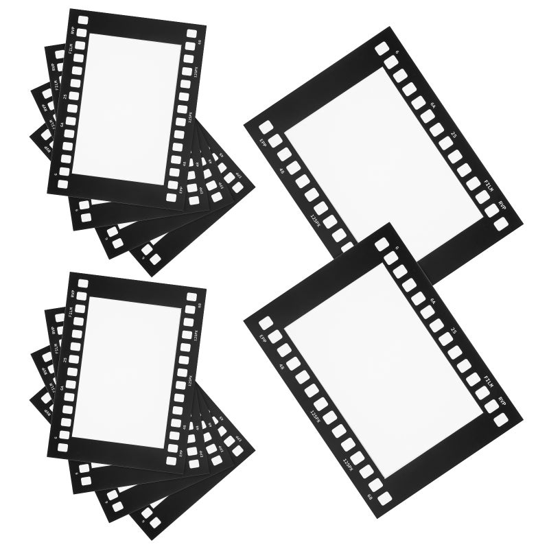 إطارات صور من شريط فيلم، ديكور حائط، ورق أسود، تصميم كلاسيكي، 10 قطع - Image 5