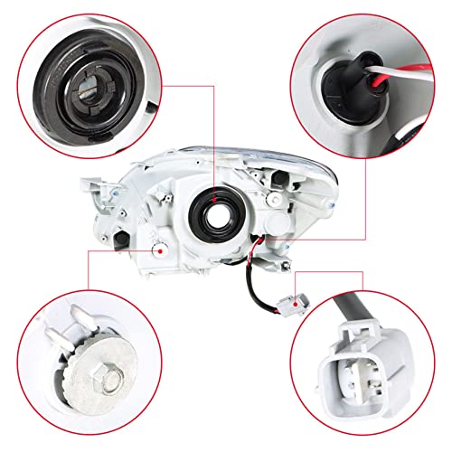 ANTUKO 8117052740 8113052750 LH & RH Side Chrome Housing Clear Lens Headlamp Assembly Replacement for 2007-2011 Yaris - Image 5