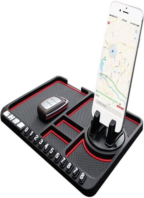 Keenso Car Anti-Slip Phone Holder - Multi Purpose with Super Storage, PVC Material, High Temperature Resistance, Easy Phone Viewing, Reusable and Washable (AsShown)