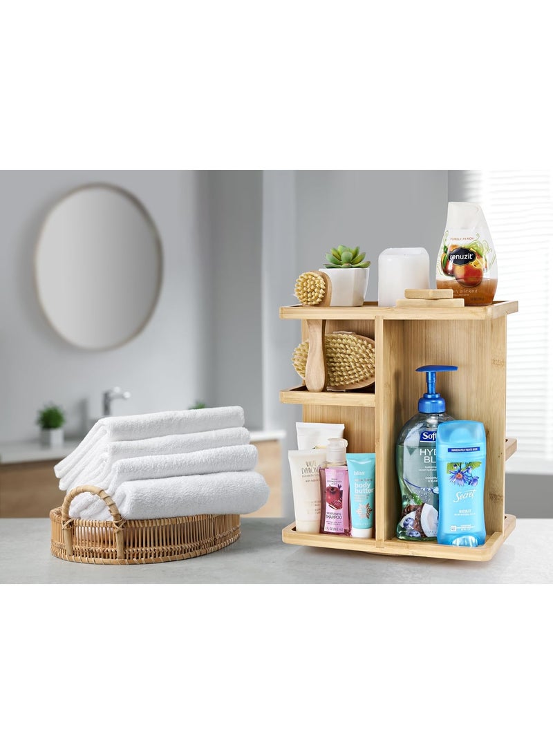 Makeup organizer - Bamboo wood spiral  storage for cosmetics, rotating skincare organizer for the sink, and bathroom storage. - Image 4