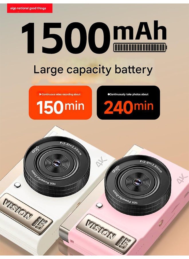 aigo - Aigo E9 Camera, the new digital high-definition camera for girls' selfies, travel, and a cost-effective alternative to CCD cameras. It's a compact and beginner-friendly camera suitable for students. Comes with a 32GB memory, a wide-angle lens, and a macro lens. - Image 1