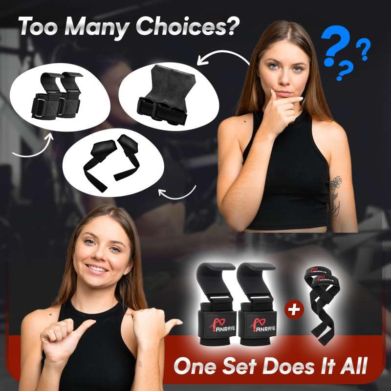 Anraye Weight Lifting Hooks & Wrist Straps Set â€“ Lifting Hooks with Anti-Slip Grip, Adjustable Wrist Wraps for Weightlifting, Deadlifts, Powerlifting, Gym Straps for Men and Women, Black-Red - Image 3