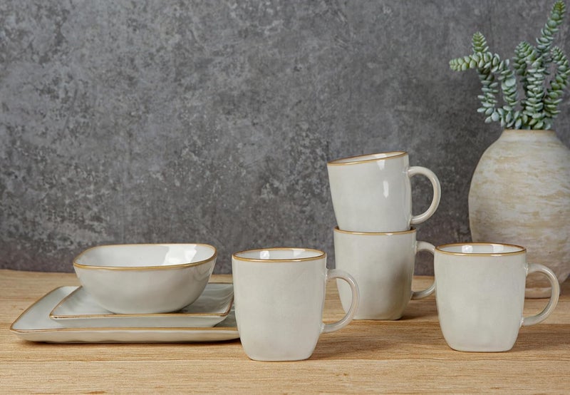 famiware Coffee Mugs Set of 4 Ocean Square 13oz Coffee Cup Set with Handle for Cocoa Milk Hot Chocolate Stoneware Cups for Kitchen Reactive Glaze Microwave and Dishwasher Safe Cappuccino White - Image 4