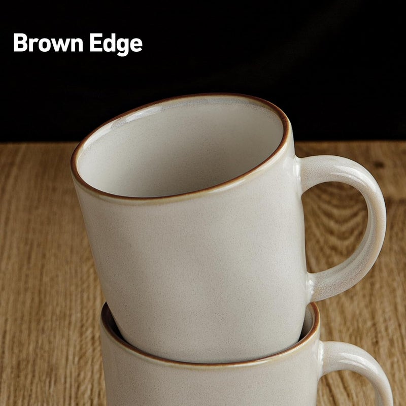 famiware Coffee Mugs Set of 4 Ocean Square 13oz Coffee Cup Set with Handle for Cocoa Milk Hot Chocolate Stoneware Cups for Kitchen Reactive Glaze Microwave and Dishwasher Safe Cappuccino White - Image 3