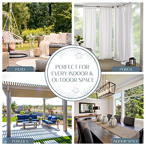Elrene Home Fashions Matine Weatherproof Tab-Top Indoor/Outdoor Solid Color Curtain Panel for Porch, Pergola, Patio, Deck, 52”W x 95”L, White - Image 3