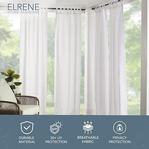 Elrene Home Fashions Matine Weatherproof Tab-Top Indoor/Outdoor Solid Color Curtain Panel for Porch, Pergola, Patio, Deck, 52”W x 95”L, White - Image 2
