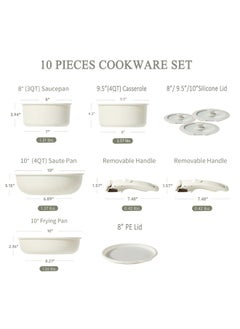 10-Piece Detachable Cookware Set Aluminum Pots And Pans, Non-Stick Surface. Oven And Dishwasher Safe, Suitable For All Stoves, Ice Cream Color - pzsku/ZD2EF4A79D293D7D37EC1Z/45/_/1732870959/06a33354-2baf-4452-a992-6327e266687f