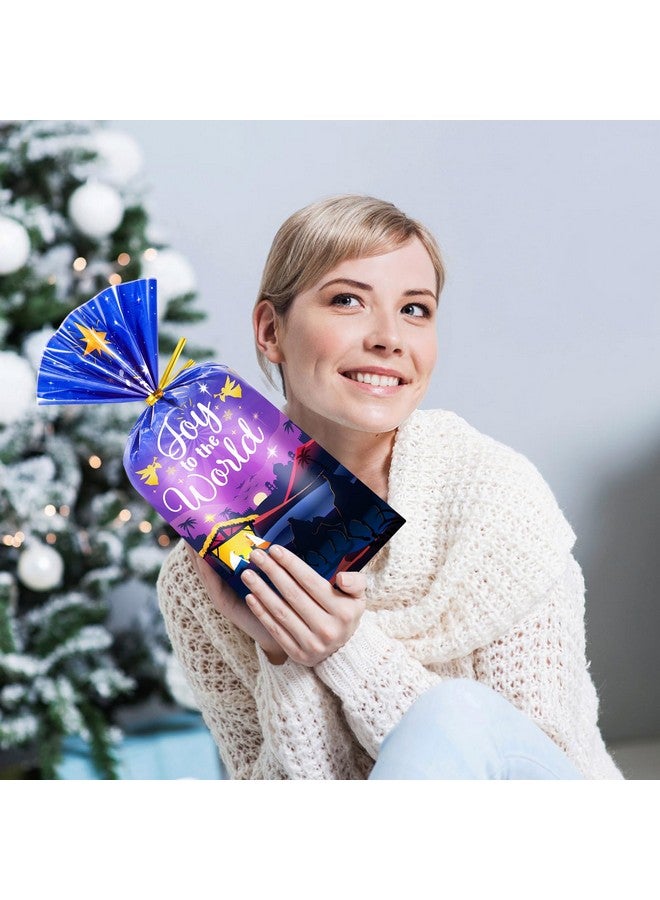 HOWAF 100Pcs Holy Nativity Cellophane Gift Bag, Religious Christmas Plastic Goodie Bags For Christian Xmas Holiday Party Supplies, O Holy Night Treat Bags Nativity Scene Candy Bags With Ties - Image 4
