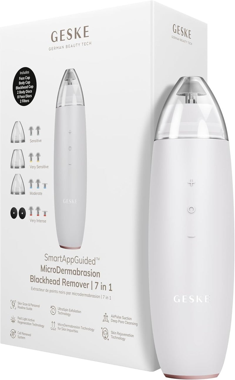 GESKE SmartAppGuided™ MicroDermabrasion Blackhead Remover | 7 in 1 | Blackhead Remover | Electric Pore Cleaner | Innovative Vacuum Cup | Beauty Tool | Skin Cleansing Device | Skincare Device - Image 1