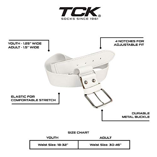 TCK Softball Baseball Belt (Youth, White) - Image 2