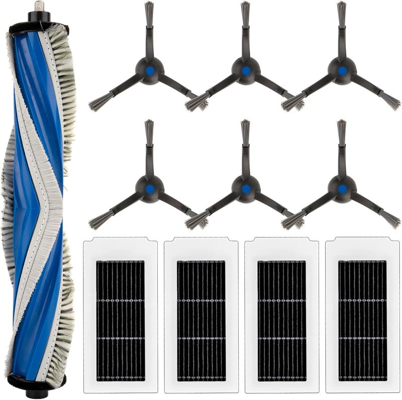CHAIN PEAK (11 Pack) X5 Pro Omni Replacement Parts Compatible with ECOVACS DEEBOT X5 Omni, X5 Pro Omni Robot Vacuum, Accessories Kit, 1 Roller Brush, 4 HEPA Filters, 6 Side Brushes, Vacuum Attachments 11 Pieces - Image 1