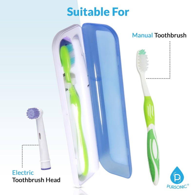 Pursonic Portable UV Toothbrush Sanitizer Case - Travel Toothbrush Sanitizer and Holder - For Electric and Manual Brush Heads with UV Light & Auto Shut Off Timer - Image 5