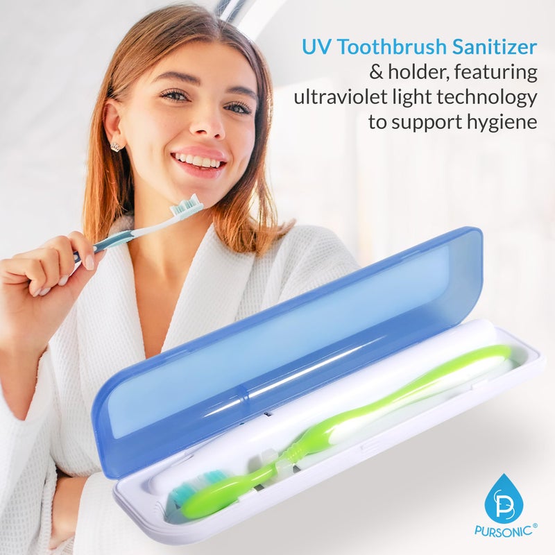 Pursonic Portable UV Toothbrush Sanitizer Case - Travel Toothbrush Sanitizer and Holder - For Electric and Manual Brush Heads with UV Light & Auto Shut Off Timer - Image 4