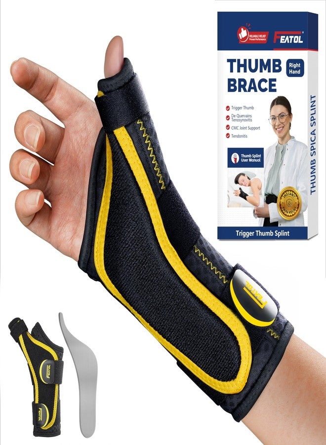 FEATOL Thumb Brace Right Hand - Ergonomic Support for Trigger Thumb, De Quervain's Tenosynovitis, Lightweight Wrist Brace for Carpal Tunnel, Size S/M, 5"-6.5" - Image 1