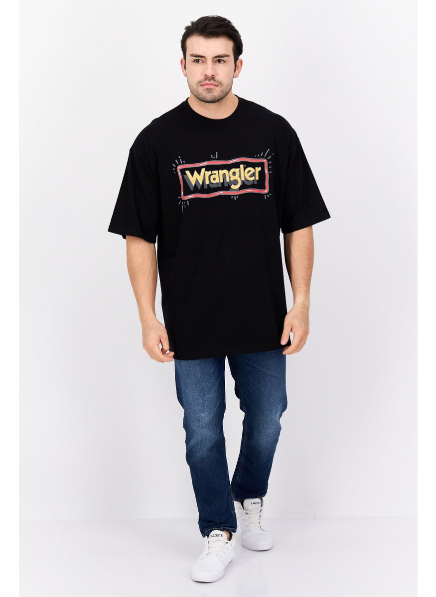 Wrangler - Men Round Neck Short Sleeves Graphic Print T-Shirt, Black Combo - Image 1