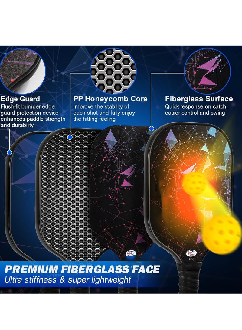 Generic Pickleball Paddles, USAPA Approved Fiberglass Surface Pickleball Set with Pickleball Rackets, Pickleball Paddles Set ​for Men Women  - Image 2