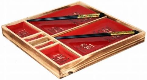 Asian Home Contemporary Dinnerware 8 PCS Sushi Dinner Set For Two In Gift Box by Asian Home