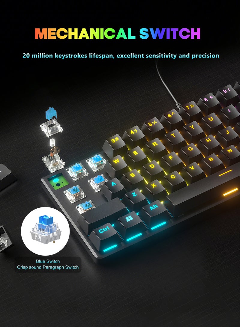اكسيموس كيبورد قيمنق، 61كيبورد ميكانيكي مفتاحًا،كيبورد سويتش ازرق لوحكيبورد صغير مقاومة للماء بنسبة 60%،كيبورد سلكي، قابلة للتبديل السريعلوحة مفاتيح، 17 تأثير إضاءة خلفية RGB، مناسبة لأجهزة الكمبيوتر الشخصية/بلاي ستيشن 4/إكس بوكس ​​وماك، أسود - Image 5