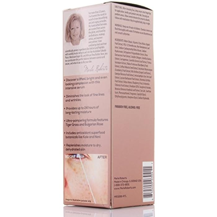 Merle Roberts Dark Spot Serum with Collagen. Anti-aging serum for Wrinkles, Sagging Skin, & Fine lines. With Bulgarian Rose & Antioxidant Superfood botanicals Kale, Acai, & Noni. (1 Fl Oz (Pack of 1)) - Image 3