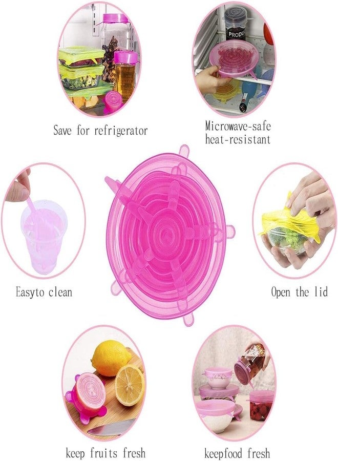 AKARAN Premium Silicone Stretch Seal Lids Flexible Round Shap 6 Different Sizes For Food Storage Keep Food Fresh, Multi-Coloured - Image 3