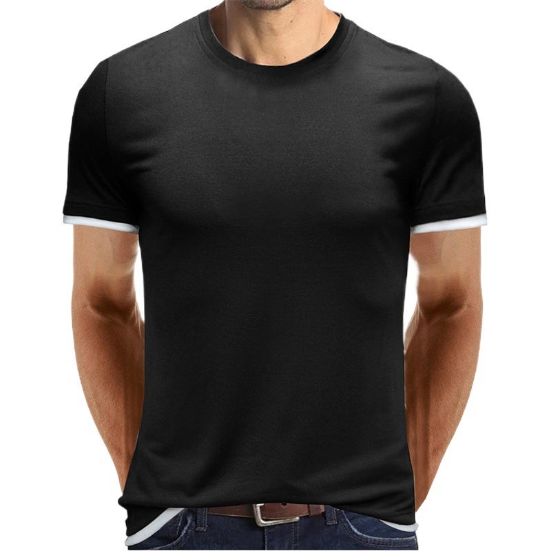 Summer new solid color short-sleeved men''s T-shirt and men''s T-shirt cross-border foreign trade round neck men''s top - Image 2