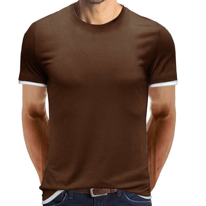 Summer new solid color short-sleeved men''s T-shirt and men''s T-shirt cross-border foreign trade round neck men''s top - Image 1