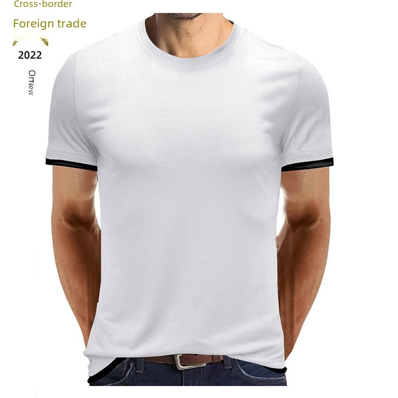Summer new solid color short-sleeved men''s T-shirt and men''s T-shirt cross-border foreign trade round neck men''s top - Image 4