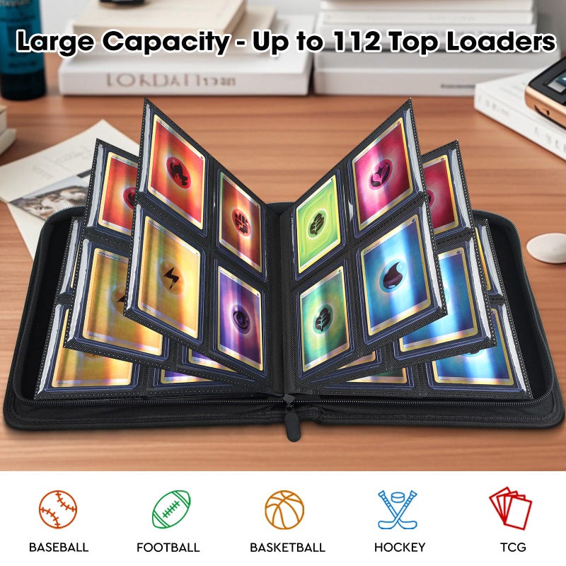 Old Canal Top Loader Binder, 4 Pockets Card Binder Holds 112 Top Loaders, Premium Trading Card Collection Holder, Top Loader Storage Album for TCG, Sports Cards, Black (FOR TOP LOADERS ONLY) - Image 4