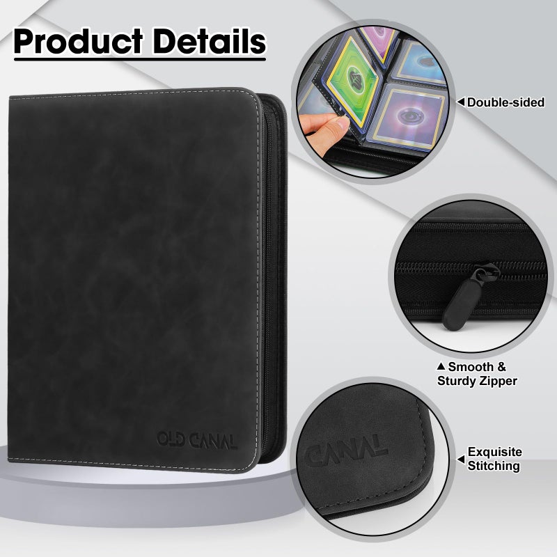 Old Canal Top Loader Binder, 4 Pockets Card Binder Holds 112 Top Loaders, Premium Trading Card Collection Holder, Top Loader Storage Album for TCG, Sports Cards, Black (FOR TOP LOADERS ONLY) - Image 5