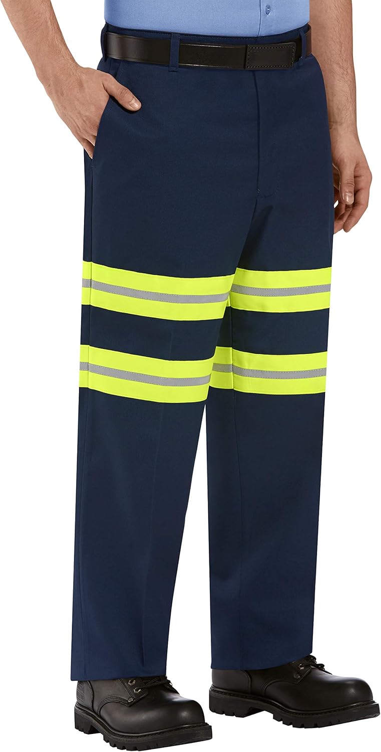 Men's Stain Resistant Enhanced Visibility Flat Front Work Pants