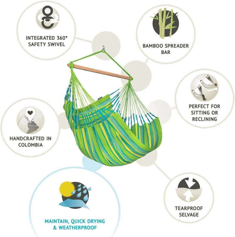 LA SIESTA Domingo Comfort Hammock Chair (W 115 cm) (Lime) - Image 5